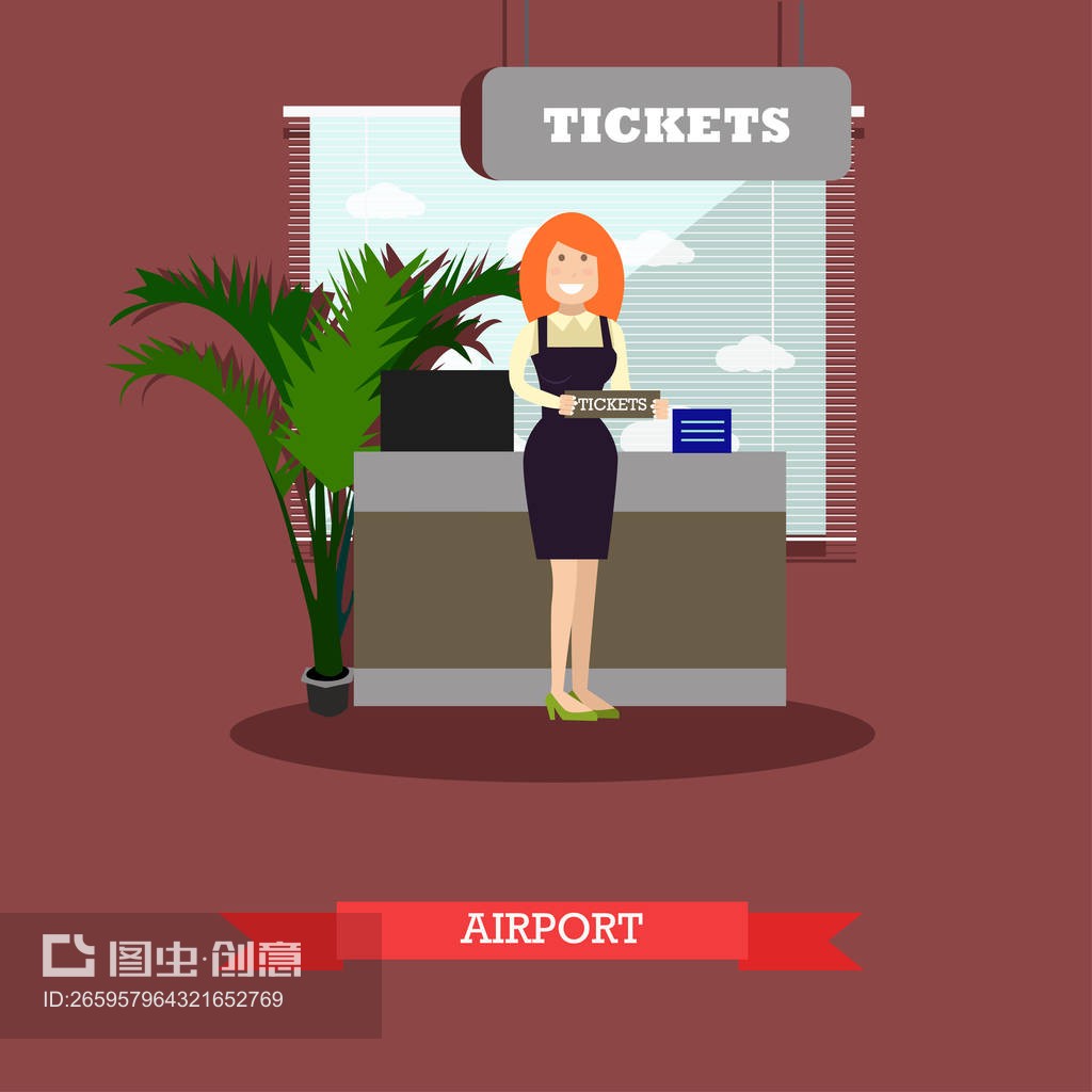 平面风格的机场概念矢量插图Airport concept vector illustration in flat style